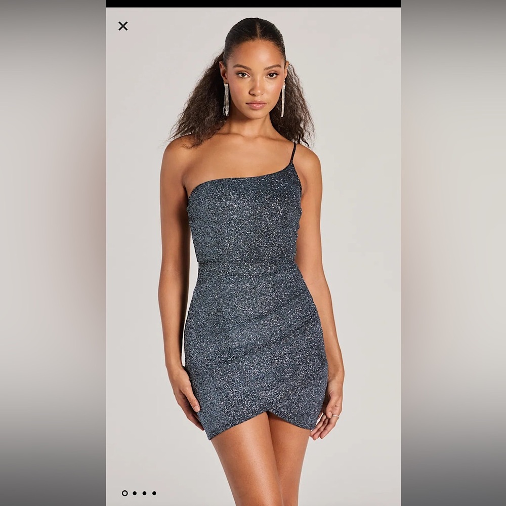 Black (with blue tint) glitter knit mini dress